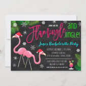 Kerstfeest Flamingle en Jingle Party Uitnodiging (Voorkant)
