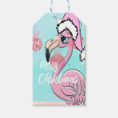 Kerstfeest Flamingo Cute Blue Pink Girly Cadeaulabel (Voorkant)