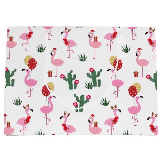 Kerstfeest Flamingo | FEESTDAGEN Groot Cadeauzakje (Voorkant)