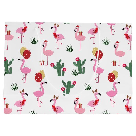 Kerstfeest Flamingo | FEESTDAGEN Groot Cadeauzakje (Achterkant)
