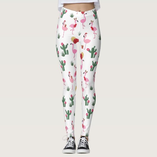 Kerstfeest Flamingo | FEESTDAGEN Leggings (Voorkant)