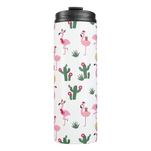 Kerstfeest Flamingo | FEESTDAGEN Thermosbeker (Voorkant)