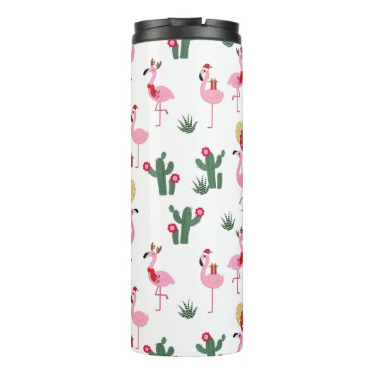 Kerstfeest Flamingo | FEESTDAGEN Thermosbeker (Achterkant)