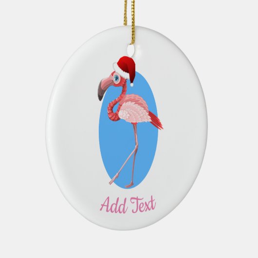 Kerstfeest Flamingo. Keramisch Ornament (Rechts)