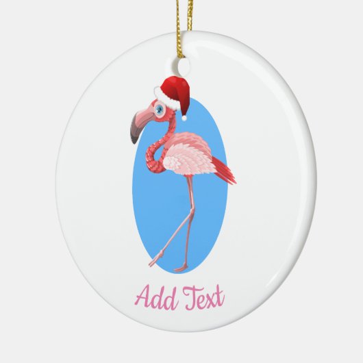 Kerstfeest Flamingo. Keramisch Ornament (Links)