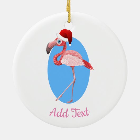 Kerstfeest Flamingo. Keramisch Ornament (Achterkant)