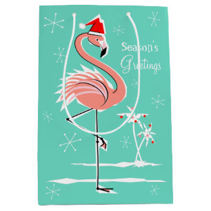 kerstfeest Flamingo Season's Greetings medium Cadeauzakje