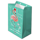 kerstfeest Flamingo Season's Greetings medium Cadeauzakje (Achterkant Gekanteld)