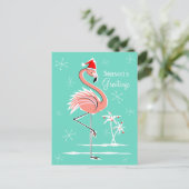 Kerstfeest Flamingo Seizoen Groeten briefkaart (Staand voorkant)