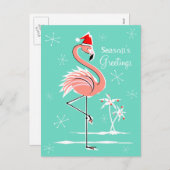 Kerstfeest Flamingo Seizoen Groeten briefkaart (Voorkant / Achterkant)
