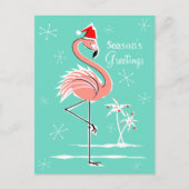 Kerstfeest Flamingo Seizoen Groeten briefkaart (Voorkant)