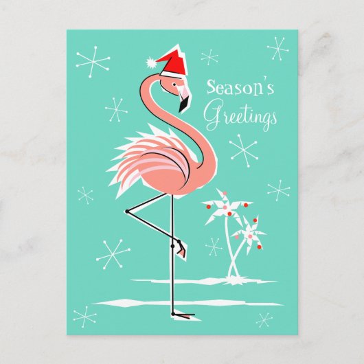 Kerstfeest Flamingo Seizoen Groeten briefkaart (Voorkant)