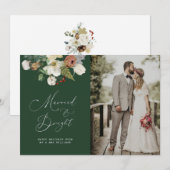 kerstfeest floral newlyweds bruiloft aankondiging (Voorkant / Achterkant)