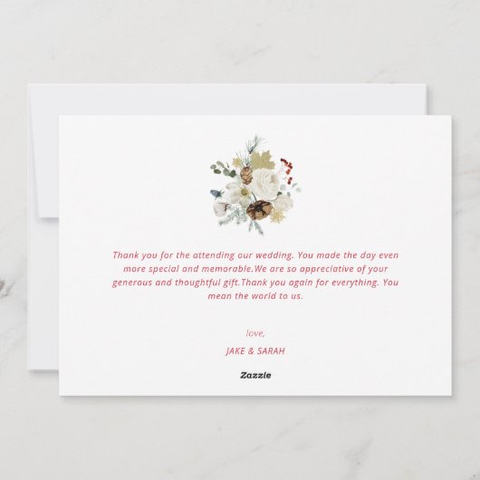 kerstfeest floral newlyweds bruiloft aankondiging (Achterkant)