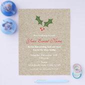 Kerstfeest Flyer Poster met Hulstbes (Enkel)