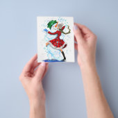 Kerstfeest Flyer Snowman en Girl Dance (Hand)