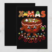 Kerstfeest Foodie Cute Pozole Bowl Ugly Pajama Save The Date (Voorkant / Achterkant)