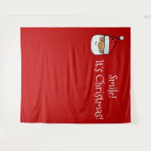 Kerstfeest Foto Booth Achtergrond Lachende Kerstma Wandkleed (Voorkant (horizontaal))