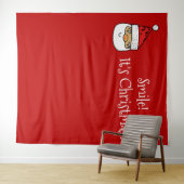 Kerstfeest Foto Booth Backdrop Smile Santa Wandkleed (In Situ (horizontaal))