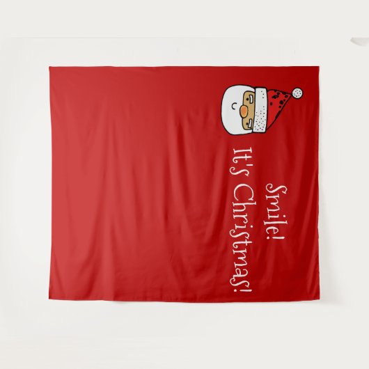 Kerstfeest Foto Booth Backdrop Smile Santa Wandkleed (Voorkant (horizontaal))