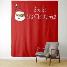 Kerstfeest Foto Booth Backdrop Smile Santa Wandkleed