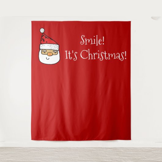 Kerstfeest Foto Booth Backdrop Smile Santa Wandkleed (Voorkant)