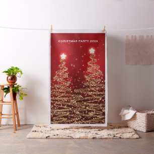 Kerstfeest Foto Booth Backdrop Trees Red Stof