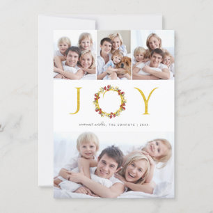 Kerstfeest Foto Collage Gold Faux Foil Holiday Feestdagenkaart