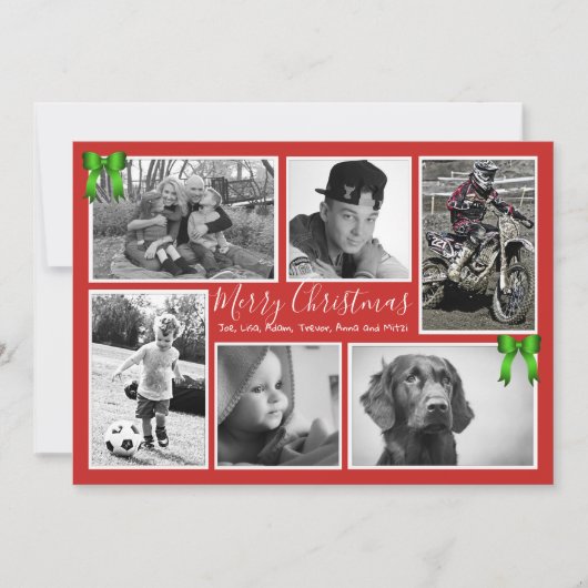 Kerstfeest Foto Collage Red Green Feestdagenkaart (Voorkant)