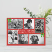 Kerstfeest Foto Collage Red Green Feestdagenkaart (Staand voorkant)