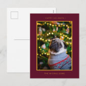 KERSTFEEST FOTO | Gouden Poinsettia's Feestdagenkaart (Voorkant / Achterkant)