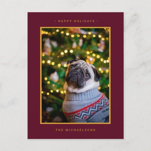 KERSTFEEST FOTO | Gouden Poinsettia's Feestdagenkaart (Voorkant)