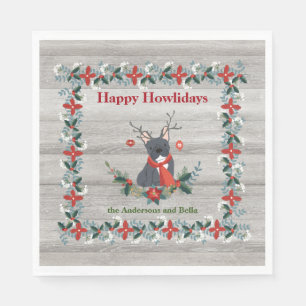 Kerstfeest Franse Bulldog Antlers & Rustic Greener Servet