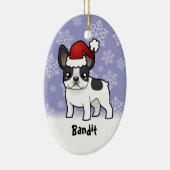 Kerstfeest, Franse Bulldog (voeg uw huisdiernaam t Keramisch Ornament (Rechts)