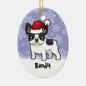 Kerstfeest, Franse Bulldog (voeg uw huisdiernaam t Keramisch Ornament (Achterkant)