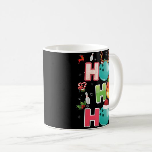 Kerstfeest Fun Ho Ho Bowling Pajama Santa Lover Koffiemok (Voorkant rechts)