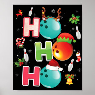 Kerstfeest Fun Ho Ho Bowling Pajama Santa Lover Poster