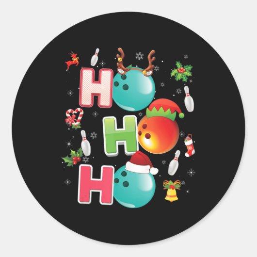 Kerstfeest Fun Ho Ho Bowling Pajama Santa Lover Ronde Sticker (Voorkant)