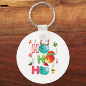 Kerstfeest Fun Ho Ho Bowling Pajama Santa Lover Sleutelhanger (Voorkant)