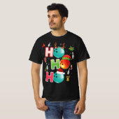 Kerstfeest Fun Ho Ho Bowling Pajama Santa Lover T-shirt (Voorkant volledig)