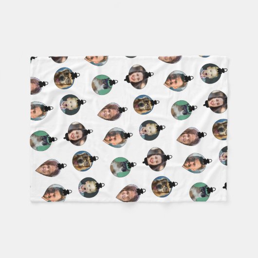 Kerstfeest Funny Familie Foto: witte versieringen Fleece Deken (Voorkant (Horizontaal))