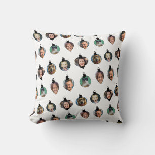 Kerstfeest Funny Familie Foto: witte versieringen Kussen