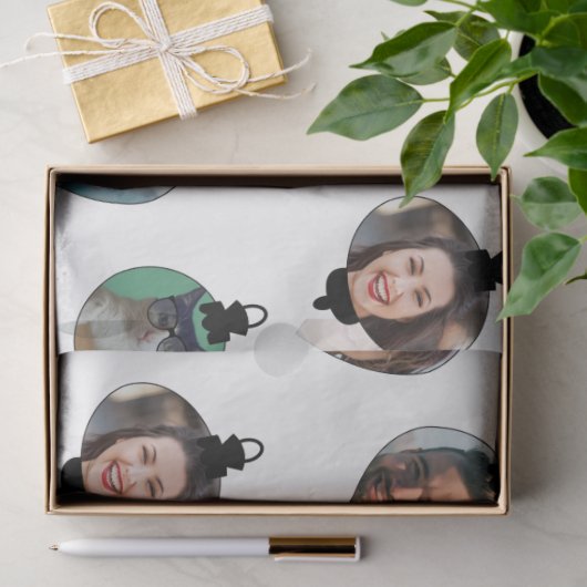 Kerstfeest Funny Familie Foto: witte versieringen Tissuepapier (Geschenk)