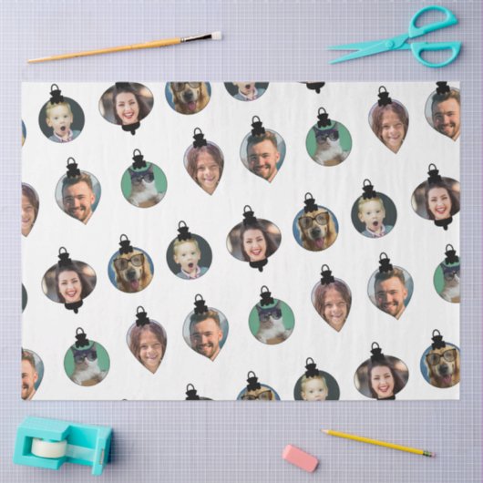 Kerstfeest Funny Familie Foto: witte versieringen Tissuepapier (Craft)