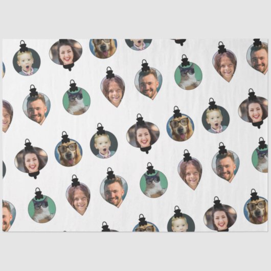 Kerstfeest Funny Familie Foto: witte versieringen Tissuepapier (Voorkant)