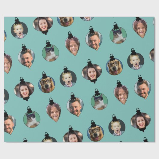 Kerstfeest Funny Family Foto: Ornaments Cadeaupapier (Vlak)