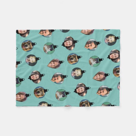 Kerstfeest Funny Family Foto: Ornaments Fleece Deken (Voorkant (Horizontaal))