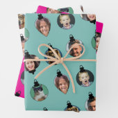 Kerstfeest Funny Family Foto: Ornaments Inpakpapier Vel (In situ)