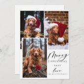 Kerstfeest Funny Pet Merry Kerstfeest 3 Foto Feestdagenkaart (Voorkant / Achterkant)