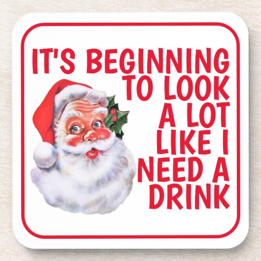 kerstfeest Funny Santa Claus Drink Humor Bier Onderzetter (Voorkant)